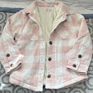 Wonder Nation Pink and White Plaid Sherpa Jacket